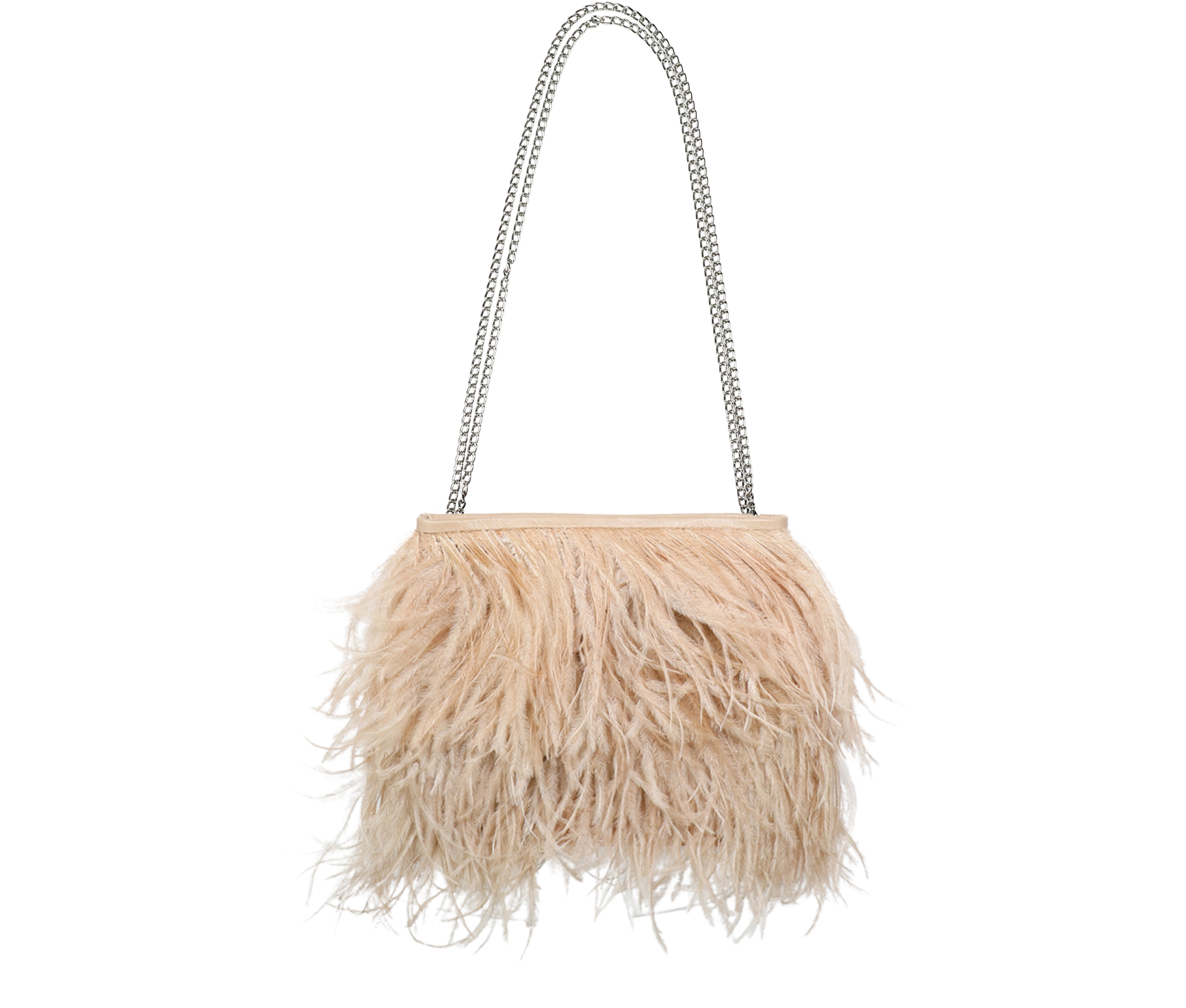Beige and Pink Ostrich Tote: Handbags